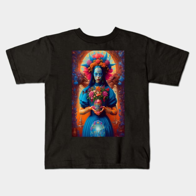 Pretty Exotic Goddess of Flowers Kids T-Shirt by ZiolaRosa